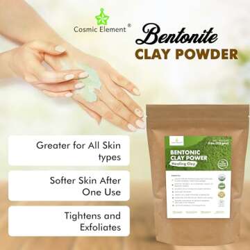 Cosmic Element 100% Pure Calcium Bentonite Clay Powder - Bentonite Clay Food Grade, Vegan, Healing C...