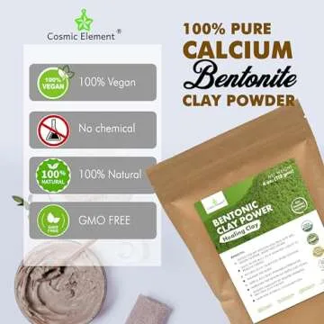 Cosmic Element 100% Pure Calcium Bentonite Clay Powder - Bentonite Clay Food Grade, Vegan, Healing Clay | Skin Care Detox - Deep Pore Cleansing Face & Body Mask for Soft, Smooth, Refreshed Skin | 4 oz