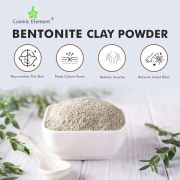 Cosmic Element 100% Pure Calcium Bentonite Clay Powder - Bentonite Clay Food Grade, Vegan, Healing Clay | Skin Care Detox - Deep Pore Cleansing Face & Body Mask for Soft, Smooth, Refreshed Skin | 4 oz