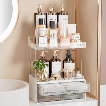 Delamu 2-Tier 2-Drawer Bathroom Organizer – Stylish Makeup Storage Solution