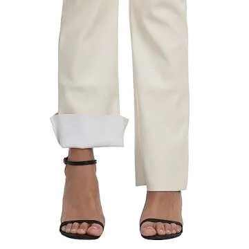 HDE Women's Faux Leather Pants High Waisted Straight Leg Trousers with Pockets Cream White - S