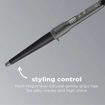 INFINITIPRO BY CONAIR Silicone Shine 1-Inch to 1/2-Inch Curling Wand, Tapered wand produces beachy w...