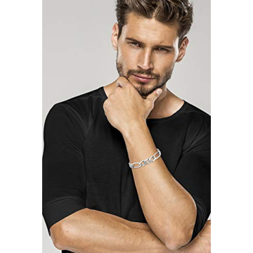 Miabella 925 Sterling Silver Figaro Bracelet for Men | Italian Style Limited