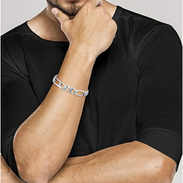 Miabella 925 Sterling Silver Figaro Bracelet for Men | Italian Style Limited