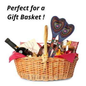 Heart Shaped Rainbow Pakkawood Wooden Spoon – Country Kitchen Vintage Wood Utensil - Colorful Hand...