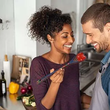 Heart Shaped Rainbow Pakkawood Wooden Spoon – Country Kitchen Vintage Wood Utensil - Colorful Handcrafted Pakka Cooking Serving Mixing Spoon - Unique Gift Idea