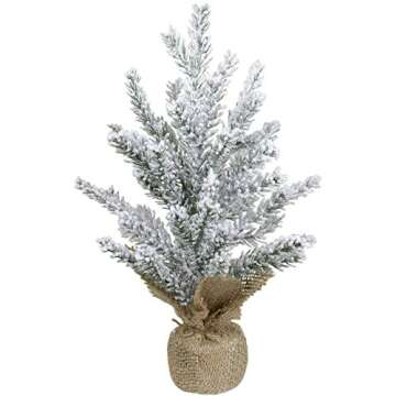12" Unlit Artificial Flocked Mini Pine Christmas Tree with Jute Base