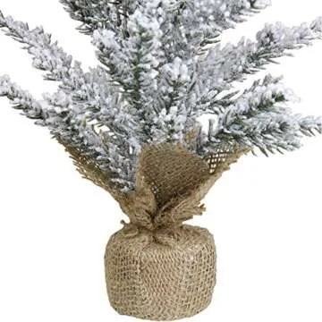 12-Inch Flocked Mini Pine Christmas Tree with Jute Base