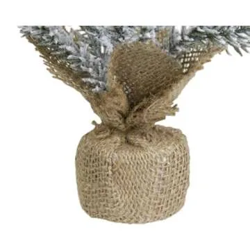 12-Inch Flocked Mini Pine Christmas Tree with Jute Base