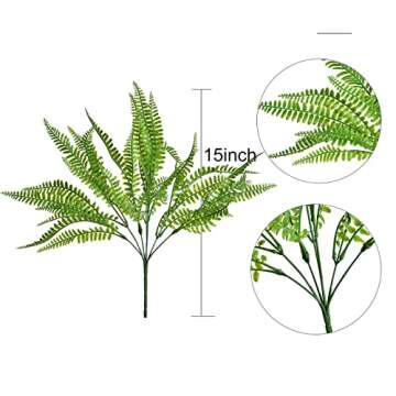 LSKYTOP 4 Pack Artificial Ferns Plants Artificial Shrubs Boston Fern Bush Plant Greenery Bushes Fake Ferns UV Protected for Home Kitchen Garden Wall Decor Indoor Outdoor Use