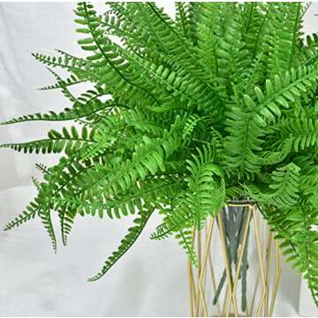 LSKYTOP 4 Pack Artificial Ferns Plants Artificial Shrubs Boston Fern Bush Plant Greenery Bushes Fake Ferns UV Protected for Home Kitchen Garden Wall Decor Indoor Outdoor Use