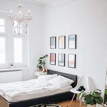 Antique House Plug in Chandelier Mini Acrylic Crystal Chandeliers White and Pink Chandelier for Girls Room 3 Light Small Hanging Lamps for Bedroom