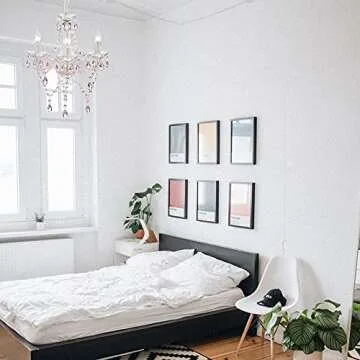 Antique House Plug in Chandelier Mini Acrylic Crystal Chandeliers White and Pink Chandelier for Girls Room 3 Light Small Hanging Lamps for Bedroom