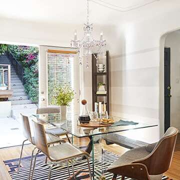 Antique House Plug in Chandelier Mini Acrylic Crystal Chandeliers White and Pink Chandelier for Girls Room 3 Light Small Hanging Lamps for Bedroom