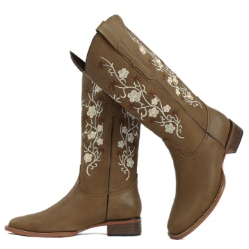 SO SIMPOK Cowboy Boots for Women - Embroidered Cowgirl Style Shoe