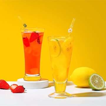 CYISONAL 6 Pack Reusable Glass Straws with 2 Cleaning Brushes,7.86Inch 3-Colors Hearts Clear Straws,Shatter Resistant Bent Drinking Straws for Shakes, Juices, Smoothies, Cocktails