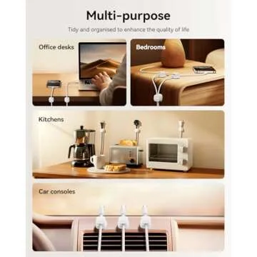 Rocoren Magnetic Cable Clips 6-Pack for Desk Organization
