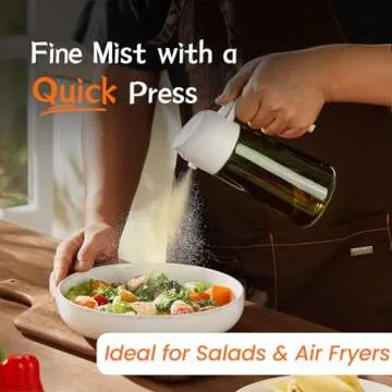 TrendPlain - Original 16oz/470ml Olive Oil Dispenser Bottle for Kitchen Gadgets and Air Fryer Accessories - Olive Oil Sprayer for Cooking w/Stickers (Light Blockage) - White