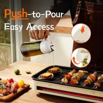 TrendPlain - Original 16oz/470ml Olive Oil Dispenser Bottle for Kitchen Gadgets and Air Fryer Accessories - Olive Oil Sprayer for Cooking w/Stickers (Light Blockage) - White