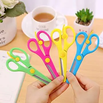 6Pcs Preschool Training Scissors, Children Safety Scissors Pre-School Training Scissors Safety Scissors Art Craft Scissors，Assorted Colors(6 colors)