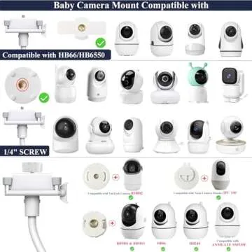 Baby Camera Monitor Mount Flexible Holder Stand Compatible with Nanit Pro,Momcozy,Eufy, HelloBaby HB65/HB66/HB6550/HB248,Blemil , ANMEATE SM935E, Infant Optics DXR-8 Any Cameras with 1/4" Screw Stand