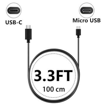 Geekria for Creators USB-C to Micro USB Microphone Cable - 3.3 ft Replacement Cord for Shure Microph...
