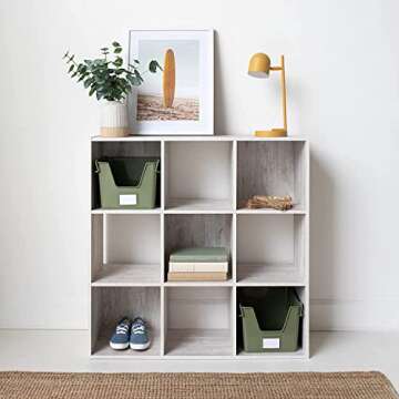 Signature Design by Ashley Paxberry Coastal 9 Cube Storage Organizer Bookcase, Whitewash