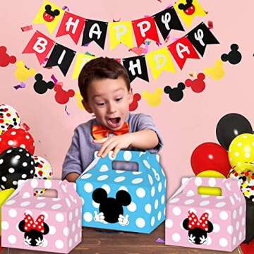 Hbavfihnbg Cartoon Mouse Treat Box 20 Pcs 2 Style Cute Mouse Party Candy Bags Snack Goody Cardboard Boxes Perfect for Kids Cartoons Mouse Theme Birthday Party Gift Party Favors Decorations Supplies