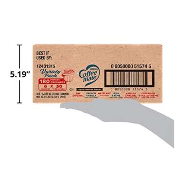 Nestle Coffee mate Coffee Creamer, Variety Pack, Liquid Creamer Singles, Non Dairy, No Refrigeration, 6 Boxes of 30 Singles