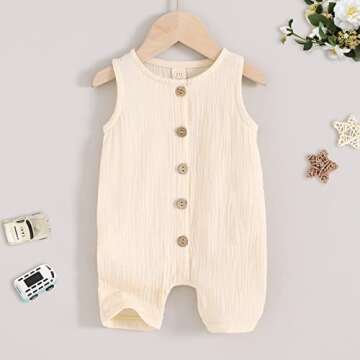 Cute and Comfy Infant Newborn Cotton Linen Romper