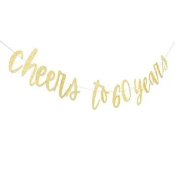 Cheers to 60 Years Banner- Cheers to 60 Years, Cheering 60 Years Banner, 60th Birthday Decorations, 60th Birthday Banner, Gold Happy 60th Birthday Party Banner