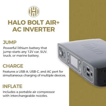HALO Bolt Air+ Portable Car Jump Starter with Inverter
