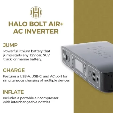 HALO Bolt Air+ Portable Car Jump Starter with Inverter