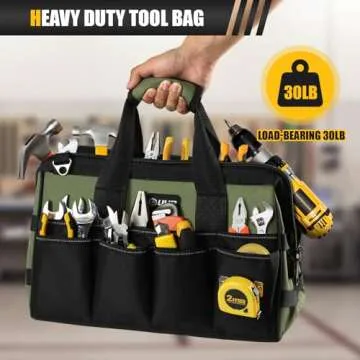 UUP Heavy Duty Tool Bag 15-Inch, 16-Pocket Portable Empty Tool Box Organizer Storage, Toolbox Organization, Soft Handle Carrying Toolbag with Large Zipper, Father Day Dad Men Mechanic Birthday Gift
