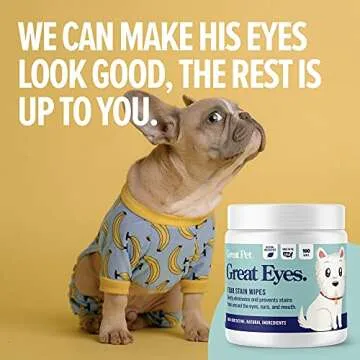Great Pets - Great Eyes - Safe & Gentle Tear Stain Remover for Dogs - Natural Eye Wipes for Dogs - Made in The USA & Easy to Use Pre-Soaked Wipes - 100 Wipes