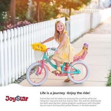 JOYSTAR Unicorn 12 Inch Kids Bike for 2-4 Years Girls Toddler Bike with Training Wheels Princess Girls Bike with Basket Doll Bike Seat Bike Streamers Toddler Kids Bicycles Green