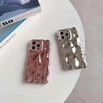 JANDM Case for iPhone 13 Pro Max,3D Wave Bubble Shape Ripple Chrome Pattern Soft Non-Yellowing Bumper Case Glitter Shiny Camera Shockproof Women Girls Cover Case for iPhone 13 Pro Max -Silver