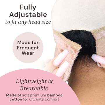 MILANO COLLECTION Lace Wig Grip Cap for Women, Adjustable Wig Caps for Women Non Slip with Headband to Secure Lace Top Perfectly in Place, One Size Fits All, Nude