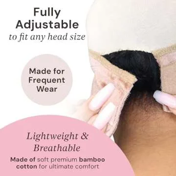 MILANO COLLECTION Lace Wig Grip Cap for Women, Adjustable Wig Caps for Women Non Slip with Headband to Secure Lace Top Perfectly in Place, One Size Fits All, Nude