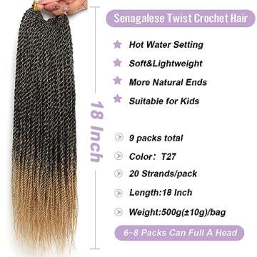 Senegalese Twist Crochet Hair For Black Women 9 Packs Pre Looped Crochet Braids For Black Women 18 I...