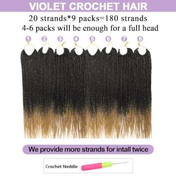 Senegalese Twist Crochet Hair For Black Women 9 Packs Pre Looped Crochet Braids For Black Women 18 Inch Ombre Crochet Hair 20 Strands A Pack Pretwisted Crochet Twist Hair (18 Inch, T27)