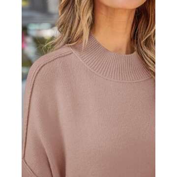 ZESICA Women's Fall Casual Long Sleeve Crew Neck Side Slit Oversized Ribbed Knit Pullover Sweater Tops,Almond,XX-Large