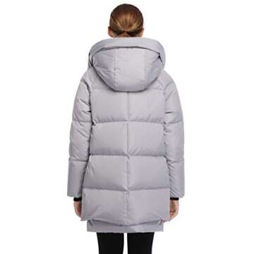 FADSHOW Women's Winter Thickened Down Jackets Long Down Coats Warm Parka with Hood,Grey,M