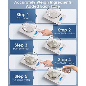 Nicewell Food Scale, 22lb Digital Kitchen White Scale Weight Grams and oz for Cooking Baking, 1g/0.1oz Precise Graduation,Tempered Glass Scale (White)
