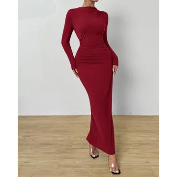 Elegant BTFBM Women Bodycon Maxi Dress with Long Sleeves