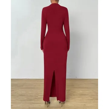 Elegant BTFBM Women Bodycon Maxi Dress with Long Sleeves