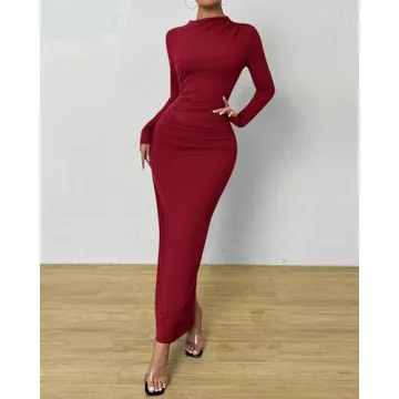 Elegant BTFBM Women Bodycon Maxi Dress with Long Sleeves