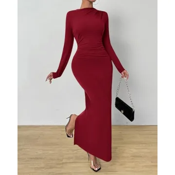 Elegant BTFBM Women Bodycon Maxi Dress with Long Sleeves
