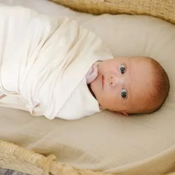 KonKonssy Knit Baby Blanket 2 Pack, Soft Ribbed Swaddle Receiving Blankets for Boys & Girls, Lightweight Cozy Swaddling Wrap for Newborns, Infants, & Toddlers, 33x42 Inch (Camel, Beige)