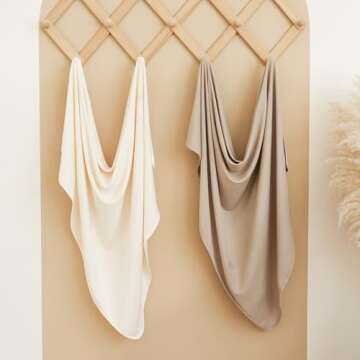 KonKonssy Knit Baby Blanket 2 Pack, Soft Ribbed Swaddle Receiving Blankets for Boys & Girls, Lightweight Cozy Swaddling Wrap for Newborns, Infants, & Toddlers, 33x42 Inch (Camel, Beige)